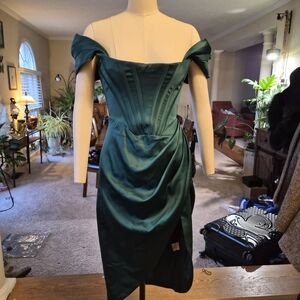 House of CB Strapless Emerald Dress